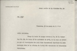 [Oficio] N° 33, 1949 ene. 30, Veracruz, [México] [al] Señor Ministro de Relaciones Exteriores, Santiago de Chile