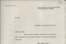 [Oficio] N° 44, 1949 ene. 30, Veracruz, [México] [al] Señor Ministro de Relaciones Exteriores, Santiago de Chile