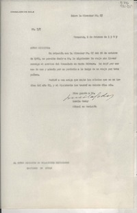 [Oficio] N° 77, 1949 feb. 2, Veracruz, [México] [al] Señor Ministro de Relaciones Exteriores, Santiago de Chile