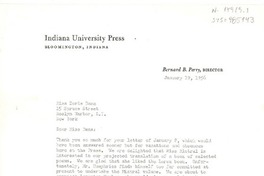 [Carta] 1956 jan. 19, Bloomington, Indiana, [Estados Unidos] [a] Doris Dana, Roslyn Harbor, New York, [Estados Unidos]