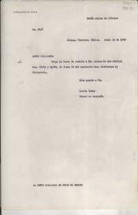 [Oficio] N° 244, 1949 jun. 10, Jalapa, Veracruz, México [al] Señor Embajador de Chile en México