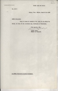 [Oficio] N° 265, 1949 jun. 21, Jalapa, Ver., México [al] Señor Embajador de Chile en México