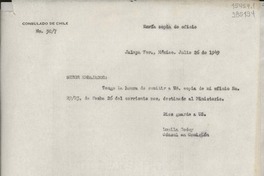 [Oficio] N° 307, 1949 jul. 26, Jalapa, Ver., México [al] Señor Embajador de Chile en México