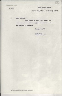 [Oficio] N° 4413, 1949 nov. 13, Jalapa, Ver., México [al] Señor Embajador de Chile en México