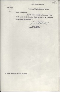 [Oficio] N° 4615, 1949 dic. 20, Veracruz, Ver., [México] [al] Señor Embajador de Chile en México