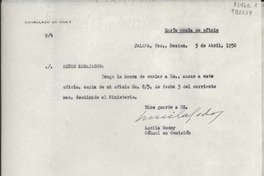 [Oficio] N° 94, 1950 abr. 3, Jalapa, Ver., [México] [al] Señor Embajador de Chile en México