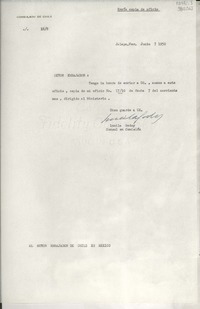 [Oficio] N° 188, 1950 jun. 7, Jalapa, Ver., México [al] Señor Embajador de Chile en México