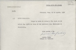 [Oficio] N° 3415, 1950 ago. 29, Veracruz, Ver., México [al] Señor Embajador de Chile en México