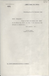 [Oficio] N° 4718, 1950 nov. 6, Veracruz, Ver., [México] [al] Señor Embajador de Chile en México