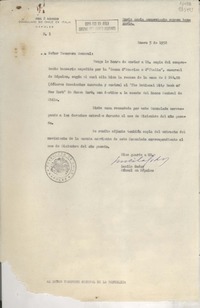 [Oficio] N° 1, 1952 ene. 3, Nápoles, [Italia] [al] Señor Tesorero General de la República [de Chile]