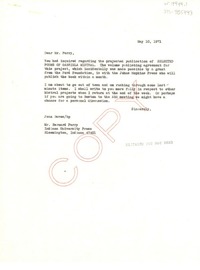 [Carta] 1971 may 10, [Estados Unidos] [a] Bernard B. Perry, Bloomington, Indiana, [Estados Unidos]