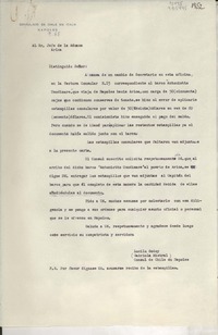 [Oficio] N° 65, 1952, Nápoles, [Italia] [al] Sr. Jefe de la Aduana, Arica, [Chile]