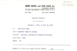 [Recibos entre 1961 y 1970] [Estados Unidos] [a] Doris Dana, [Estados Unidos]