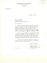 [Carta] 1967 feb. 6, [Kearney, Nebraska, Estados Unidos] [a] Doris [Dana]