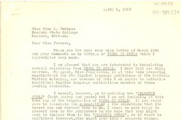 [Carta] 1968 apr. 6, Pound Ridge, New York, [Estados Unidos] [a] Edna L. Furness, Kearney, Nebraska, [Estados Unidos]