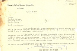 [Carta] 1952 mayo 30, Santiago, Chile [a] Gabriela Mistral, Nápoles, Italia