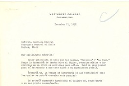 [Carta] 1952 dec. 21, [Davenport, Iowa, Estados Unidos] [a] Gabriela Mistral, Naples, Italy