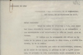 [Oficio] 1937 dic. 14, San Pablo, [Brasil] [al] Señor Ministro de Relaciones Exteriores