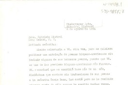 [Carta] 1954 ago. 4, Columbia, Missouri, [a] Gabriela Mistral, Long Island, New York, [Estados Unidos]