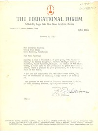 [Carta] 1955 jan. 20, [Tiffin, Ohio, Estados Unidos] [a] Gabriela Mistral, Santa Barbara, California, [Estados Unidos]