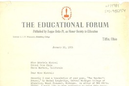 [Carta] 1955 jan. 20, [Tiffin, Ohio, Estados Unidos] [a] Gabriela Mistral, Santa Barbara, California, [Estados Unidos]
