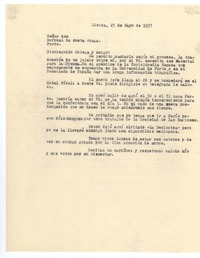 [Carta] 1937 mayo 25, Lisboa, [Portugal] [al] Señor don Dofreal da Costa Braga, Porto, [Portugal]