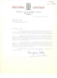 [Carta] 1967 dic. 16, [Madrid, España] [a] Doris Dana, Pound Ridge, U.S.A.