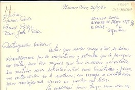 [Carta] 1960 abr. 26, Buenos Aires, Argentina [a] Doris Dana, Pound Ridge, New York, E.E.U.U.