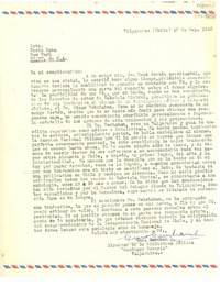 [Carta] 1960 sep. 20, Valparaíso, Chile [a] Doris Dana, New York, E.E.U.U. de N.A.