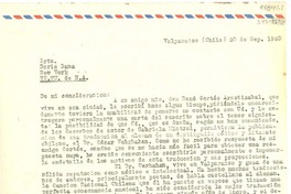 [Carta] 1960 sep. 20, Valparaíso, Chile [a] Doris Dana, New York, E.E.U.U. de N.A.