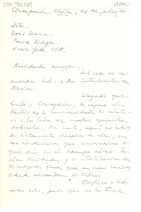 [Carta] 1960 jul. 21, Concepción, Chile [a] Doris Dana, Pound Ridge, Nueva York, USA
