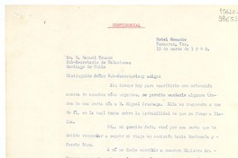 [Carta] 1949 mar. 19, Veracruz, [México] [a] Sr. D. Manuel Trucco, Sub-Secretario de Relaciones, Santiago de Chile