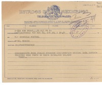 [Telegrama] 1949 jul. 1, Santiago, Chile [a] Gabriela Mistral, Hotel México, Jalapa de Veracruz