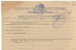 [Telegrama] 1949 jul. 1, Santiago, Chile [a] Gabriela Mistral, Hotel México, Jalapa de Veracruz
