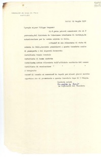 [Carta] 1952 magg. 29, Napoli, [Italia] [a] Egregio Signor Filippo Campana