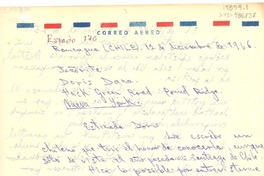 [Carta] 1966 dic. 12, Rancagua, Chile [a] Doris Dana, Pound Ridge, [Estados Unidos]