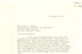 [Carta] 1966 nov. 5, Pound Ridge, New York, [Estados Unidos] [a] Edna L. Furness, Kearney, Nebraska, [Estados Unidos]