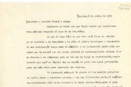 [Carta] 1952 jul. 11, Nápoles, [Italia] [al] Respetado y querido Cónsul y amigo
