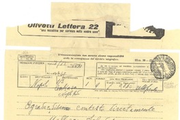 Telegramma [1932?], Ankara Napoli [al] Consolato Chile, Napoli, [Italia]