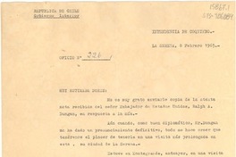 [Oficio] Nº 226, 1965 feb. 8, La Serena, Chile [a] Doris Dana, Pound Ridge, Estados Unidos