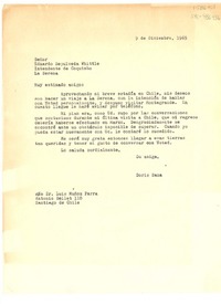 [Carta] 1965 dic. 9, Santiago, Chile [a] Eduardo Sepúlveda Whittle, Intendente de Coquimbo, La Serena, [Chile]