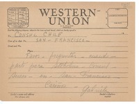 [Telegrama] [Estados Unidos] [a] Cónsul de Chile, San Francisco