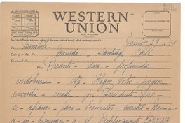 [Telegrama] 1946 jun. 29, [Estados Unidos] [a] Ministerio de Relaciones Exteriores, Santiago, Chile