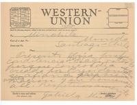 [Telegrama] [Estados Unidos] [a] Ministerio de Relaciones Exteriores, Santiago, Chile