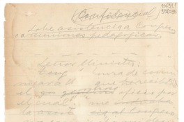 [Carta] [al] Señor Ministro