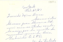 [Carta] 1957 feb. 27, New York, [Estados Unidos] [a] [Doris] Dana.