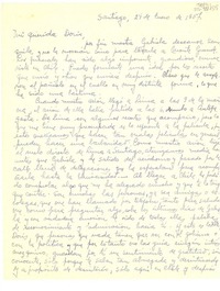 [Carta] 1957 ene. 24, Santiago, [Chile] [a] Doris [Dana, New York, Estados Unidos].