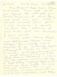 [Carta] 1957 jan. 12, Los Angeles, [Estados Unidos] [a] Doris Dana, [Long Island, New York, [Estados Unidos].