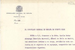 [Oficio] N° 168, 1933 jun. 19, San Juan de Puerto Rico [al] Señor Administrador Principal, de la Aduana de Barcelona, [España]