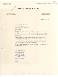 [Carta] 1948 Apr. 23, Los Angeles, [Estados Unidos] [a] Hon. Gabriela Mistral, 729 E. Anapamir street, Santa Barbara, California